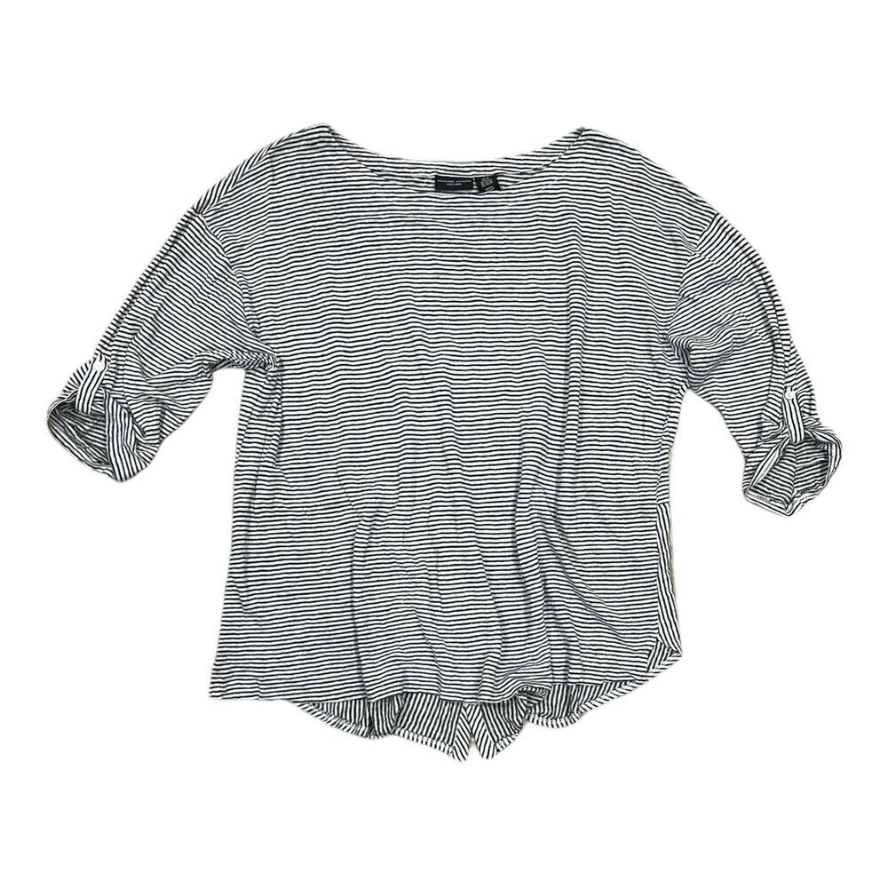 Adrienne Vittadini Striped 100% Linen Top 3X
